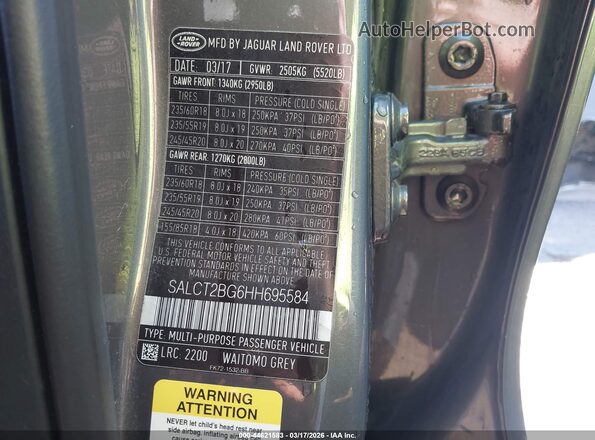 SALCT2BG6HH695584 2017 LAND ROVER DISCOVERY SPORT Серый Вид подкапотного пространства