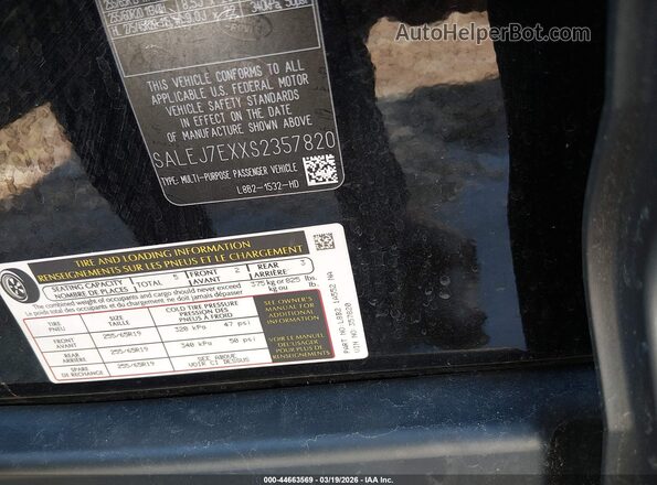 SALEJ7EXXS2357820 2025 LAND ROVER DEFENDER Черный Вид подкапотного пространства