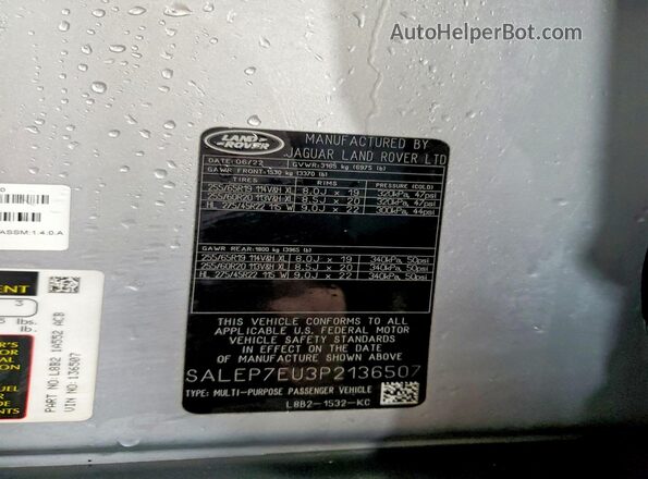 SALEP7EU3P2136507 2023 LAND ROVER DEFENDER Silver Панорамний вид салону 360°