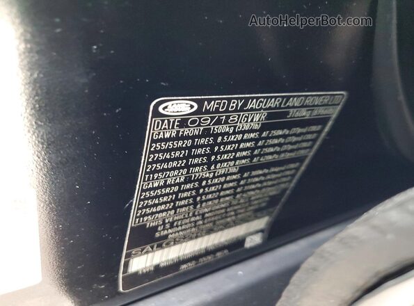 SALGS2RE3KA524347 2019 LAND ROVER RANGE Black Widok naklejki z numerem VIN