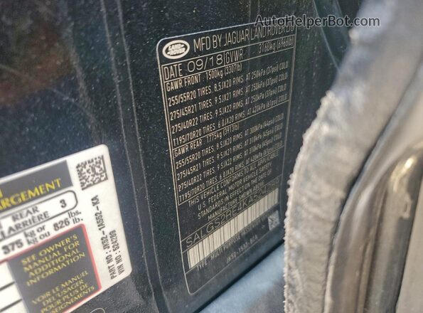 SALGS2RE4KA524289 2019 LAND ROVER RANGE Black VIN կոդի պիտակի տեսք