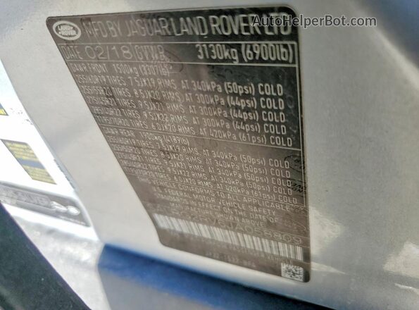 SALRG2RV6JA058809 2018 LAND ROVER DISCOVERY Серебряный Вид наклейки с VIN-кодом