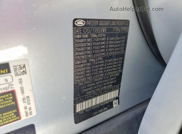 SALRR2RV6JA073238 2018 LAND ROVER DISCOVERY Серебряный Панорамный вид салона 360°
