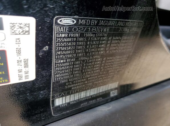 SALRR2RVXJA059052 2018 LAND ROVER DISCOVERY Черный Вид наклейки с VIN-кодом