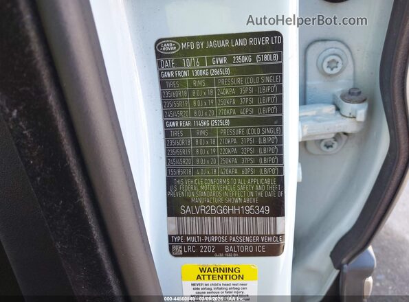 SALVR2BG6HH195349 2017 LAND ROVER RANGE ROVER EVOQUE Light Blue Вид подкапотного пространства