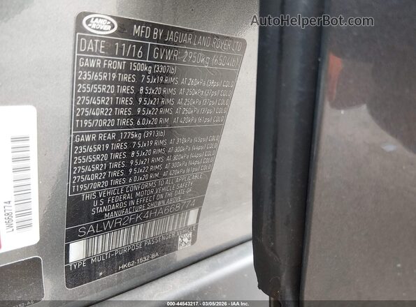 SALWR2FK4HA668774 2017 LAND ROVER RANGE ROVER SPORT Silver Widok komory silnika