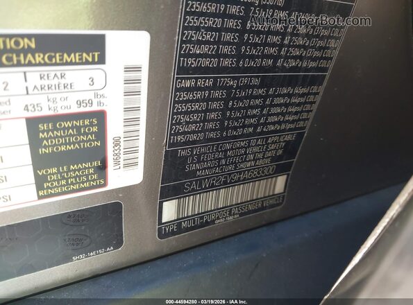 SALWR2FV9HA683300 2017 LAND ROVER RANGE ROVER SPORT Champagne Engine compartment view