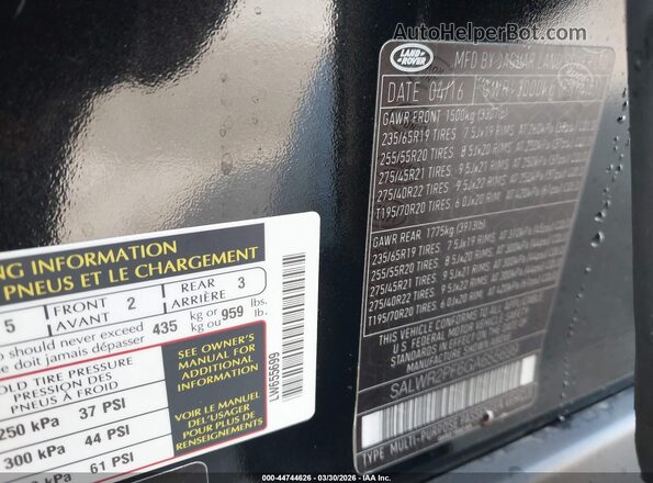 SALWR2PF6GA655699 2016 LAND ROVER RANGE ROVER SPORT Black Engine compartment view