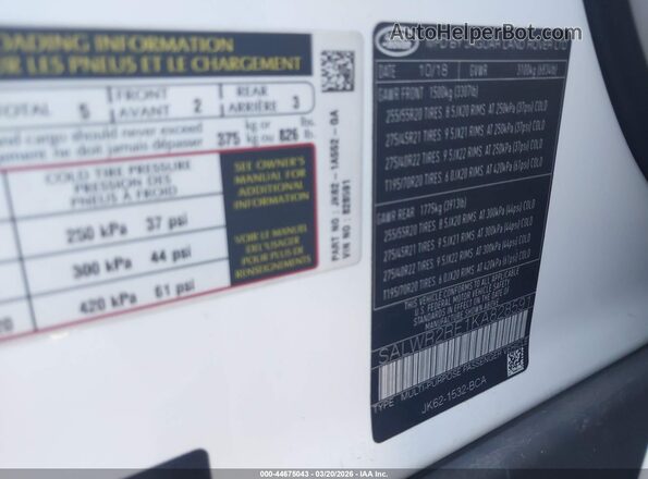 SALWR2RE1KA828591 2019 LAND ROVER RANGE ROVER SPORT White Widok komory silnika