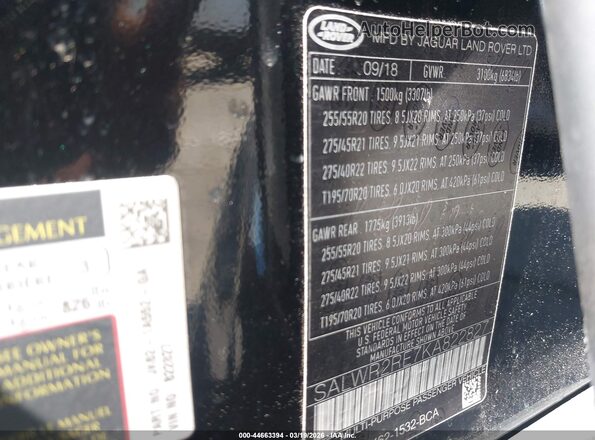 SALWR2RE7KA822827 2019 LAND ROVER RANGE ROVER SPORT Black Widok komory silnika