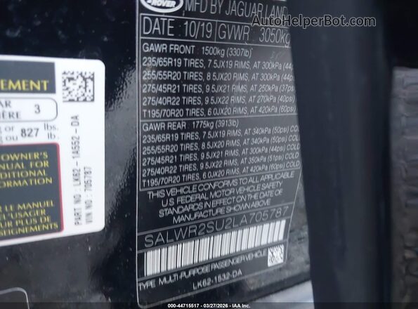 SALWR2SU2LA705787 2020 LAND ROVER RANGE ROVER SPORT Черный Вид подкапотного пространства