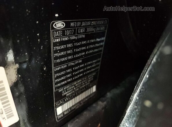 SALWZ2FE6HA174023 2017 LAND ROVER RANGE Черный Вид подкапотного пространства