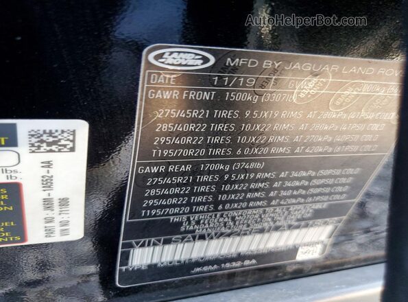 SALWZ2RE1LA711806 2020 LAND ROVER RANGE Черный Вид наклейки с VIN-кодом