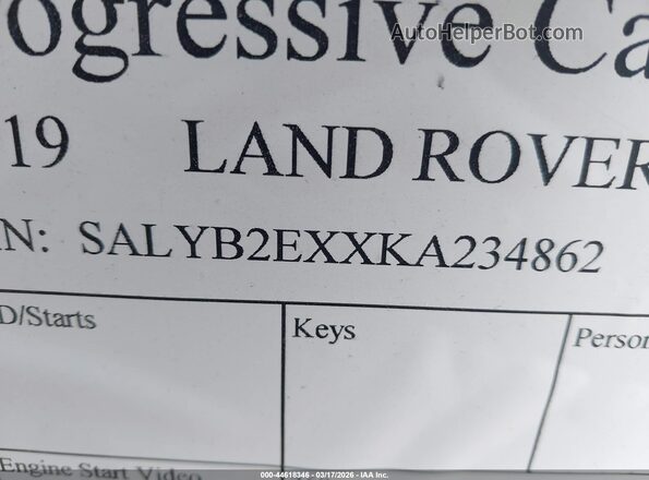 SALYB2EXXKA234862 2019 LAND ROVER RANGE ROVER VELAR Burgundy Engine compartment view