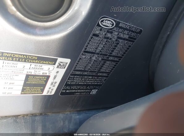 SALYB2FV0LA257162 2020 LAND ROVER RANGE ROVER VELAR Серый Вид подкапотного пространства