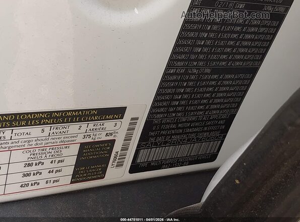 SALYL2RN4JA760604 2018 LAND ROVER RANGE ROVER VELAR White ძრავის განყოფილების ხედი
