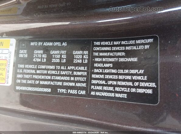 W04WH3N55HG003658 2017 BUICK CASCADA Brown Widok komory silnika