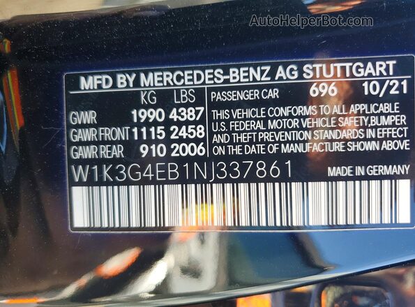 W1K3G4EB1NJ337861 2022 MERCEDES-BENZ A Черный Вид подкапотного пространства