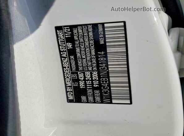 W1K3G4EB1NJ341814 2022 MERCEDES-BENZ A Белый Вид подкапотного пространства