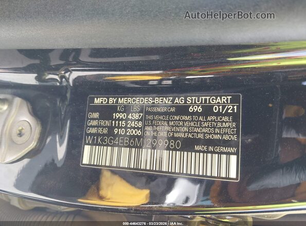 W1K3G4EB6MJ299980 2021 MERCEDES-BENZ A 220 Black Вид підкапотного простору