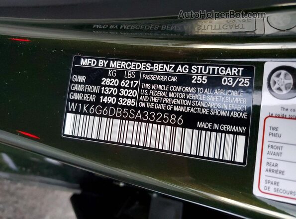 W1K6G6DB5SA332586 2025 MERCEDES-BENZ S Green Շարժիչի բաժամունքի տեսք