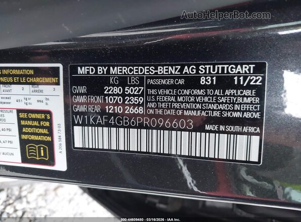 W1KAF4GB6PR096603 2023 MERCEDES-BENZ C-CLASS Черный Вид подкапотного пространства