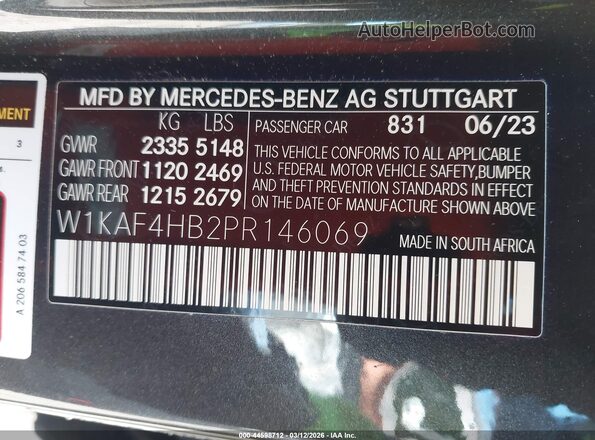W1KAF4HB2PR146069 2023 MERCEDES-BENZ C-CLASS Серый Вид подкапотного пространства