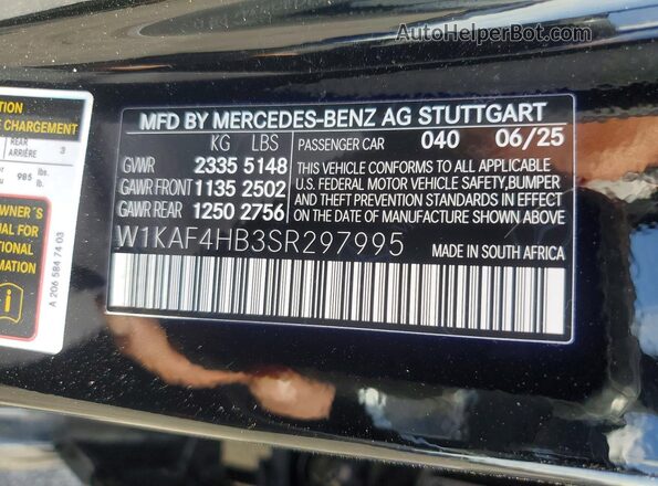 W1KAF4HB3SR297995 2025 MERCEDES-BENZ C Черный Вид подкапотного пространства