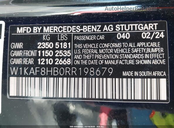 W1KAF8HB0RR198679 2024 MERCEDES-BENZ AMG C 43 Black Widok komory silnika