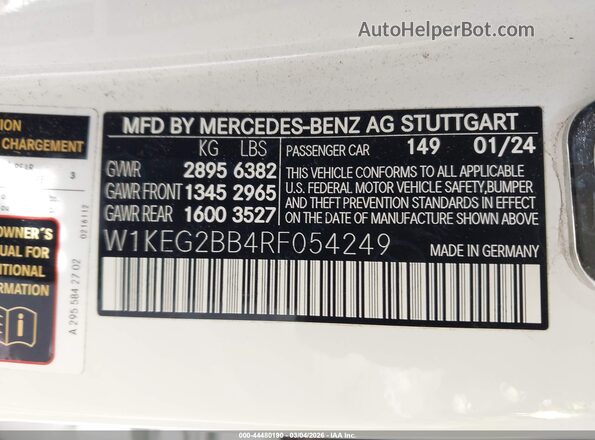 W1KEG2BB4RF054249 2024 MERCEDES-BENZ EQE 350+ White Вид підкапотного простору