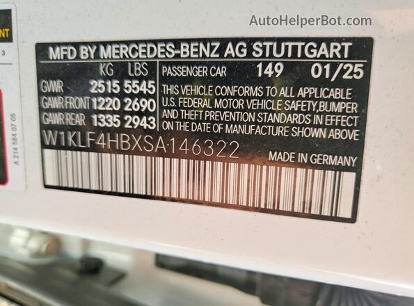 W1KLF4HBXSA146322 2025 MERCEDES-BENZ E Белый Вид подкапотного пространства