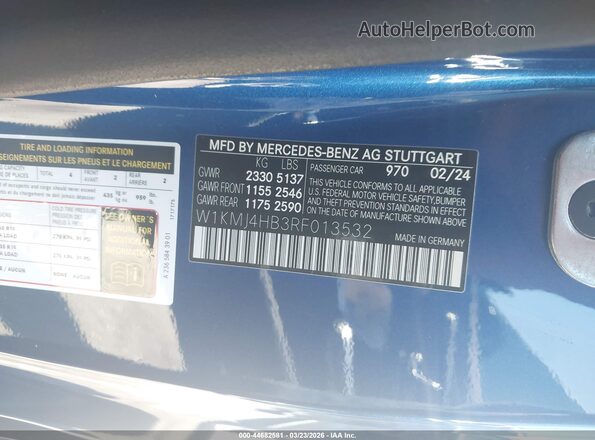 W1KMJ4HB3RF013532 2024 MERCEDES-BENZ CLE 300 Blue ძრავის განყოფილების ხედი