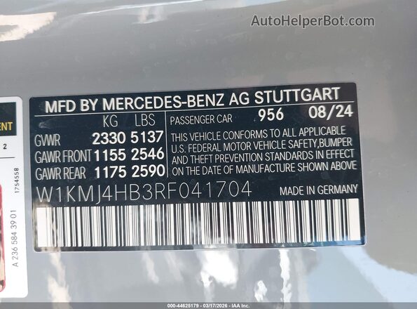 W1KMJ4HB3RF041704 2024 MERCEDES-BENZ CLE 300 Gray Вид підкапотного простору