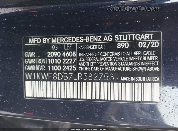W1KWF8DB7LR582753 2020 MERCEDES-BENZ C-CLASS Синий Вид подкапотного пространства