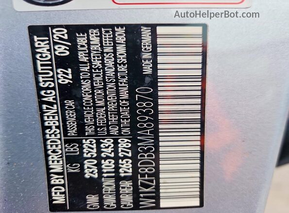 W1KZF8DB3MA893870 2021 MERCEDES-BENZ E Серебряный Вид подкапотного пространства