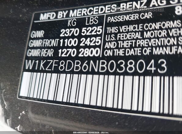 W1KZF8DB6NB038043 2022 MERCEDES-BENZ E-CLASS Black ძრავის განყოფილების ხედი