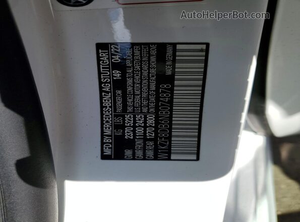 W1KZF8DB6NB074878 2022 MERCEDES-BENZ E-CLASS Белый Вид подкапотного пространства