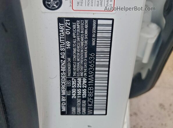 W1KZF8EB1MA936536 2021 MERCEDES-BENZ E White Widok komory silnika