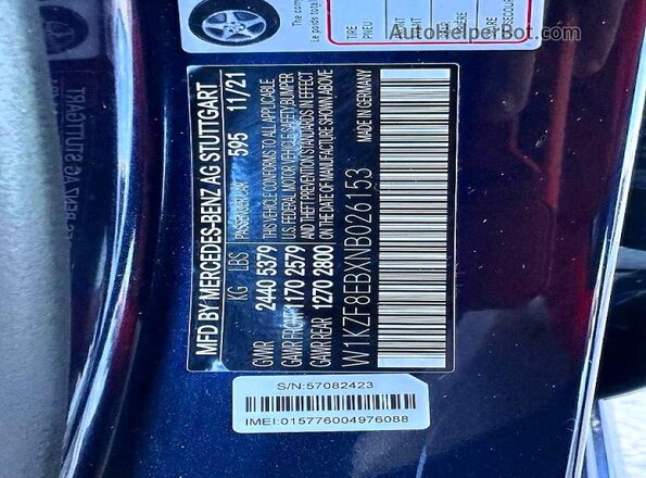 W1KZF8EBXNB026153 2022 MERCEDES-BENZ E Синий Вид задних сидений