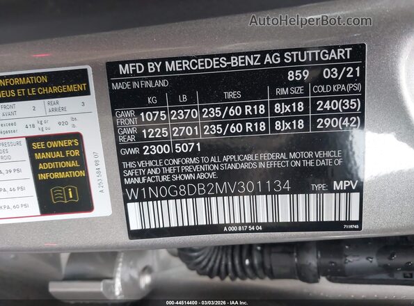 W1N0G8DB2MV301134 2021 MERCEDES-BENZ GLC 300 Beige ძრავის განყოფილების ხედი