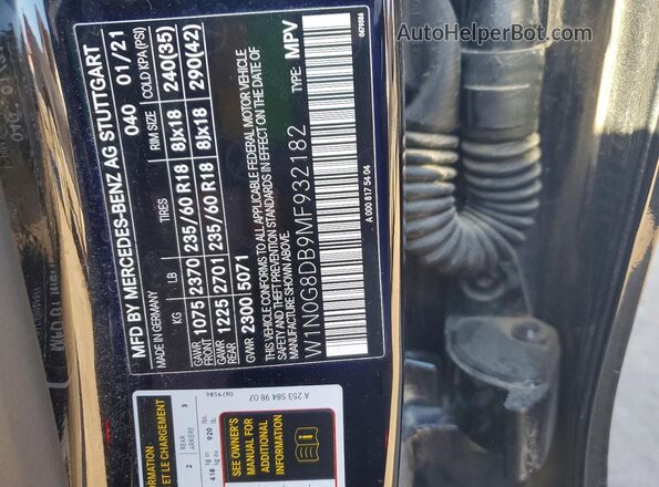 W1N0G8DB9MF932182 2021 MERCEDES-BENZ GLC-CLASS Black VIN sticker view