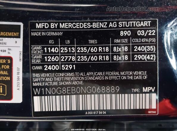 W1N0G8EB0NG068889 2022 MERCEDES-BENZ GLC 300 Черный Вид подкапотного пространства