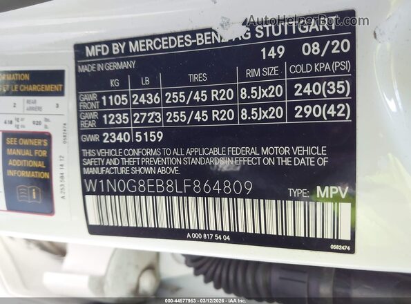 W1N0G8EB8LF864809 2020 MERCEDES-BENZ GLC 300 Белый Вид подкапотного пространства
