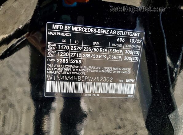 W1N4M4HB5PW282302 2023 MERCEDES-BENZ GLB-CLASS Черный Вид наклейки с VIN-кодом