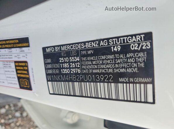W1NKM4HB2PU013922 2023 MERCEDES-BENZ GLC-CLASS White Widok naklejki z numerem VIN
