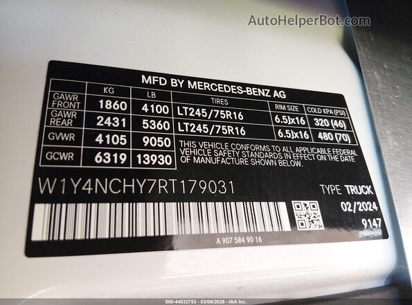 W1Y4NCHY7RT179031 2024 MERCEDES-BENZ SPRINTER White Widok komory silnika