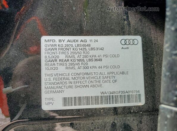 WA134BGF3SA019754 2025 AUDI OTHER Black Widok wnętrza 360 stopni