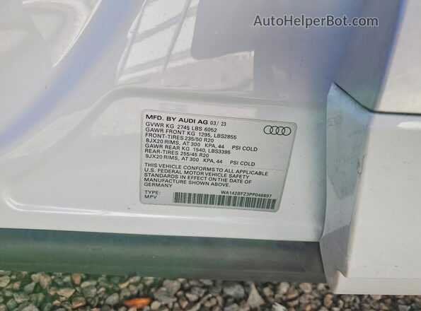 WA142BFZ3PP046897 2023 AUDI Q4 Белый Вид наклейки с VIN-кодом