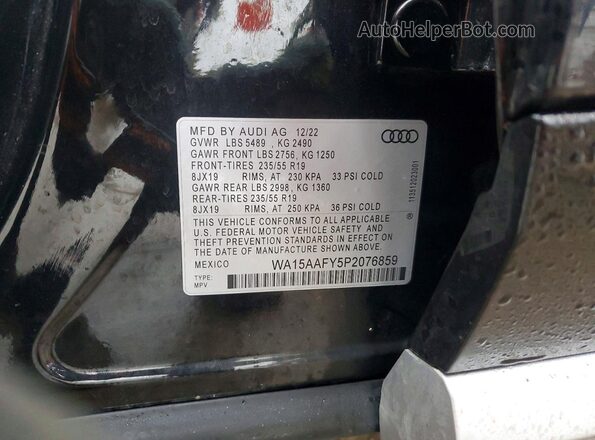 WA15AAFY5P2076859 2023 AUDI Q5 Black Vista de la etiqueta del VIN