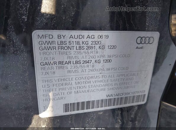 WA1AECF39K1079703 2019 AUDI Q3 Черный Вид подкапотного пространства